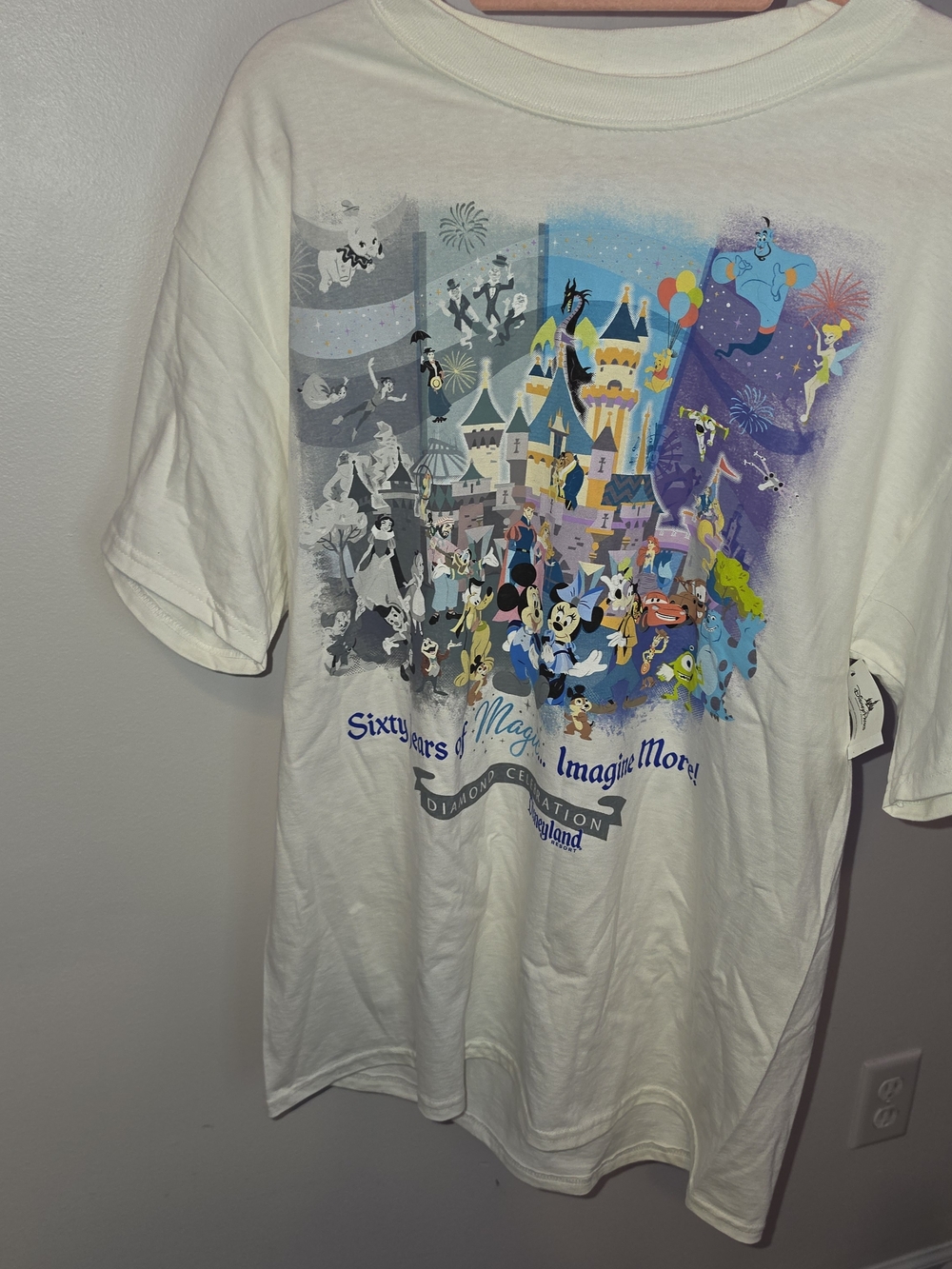 Disney White Multi-Color 60th Anniversary Theme Park Graphic Tee